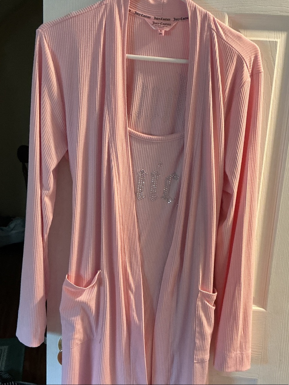 Juicy Couture Light Pink Ribbed Lounge Robe & Night gown